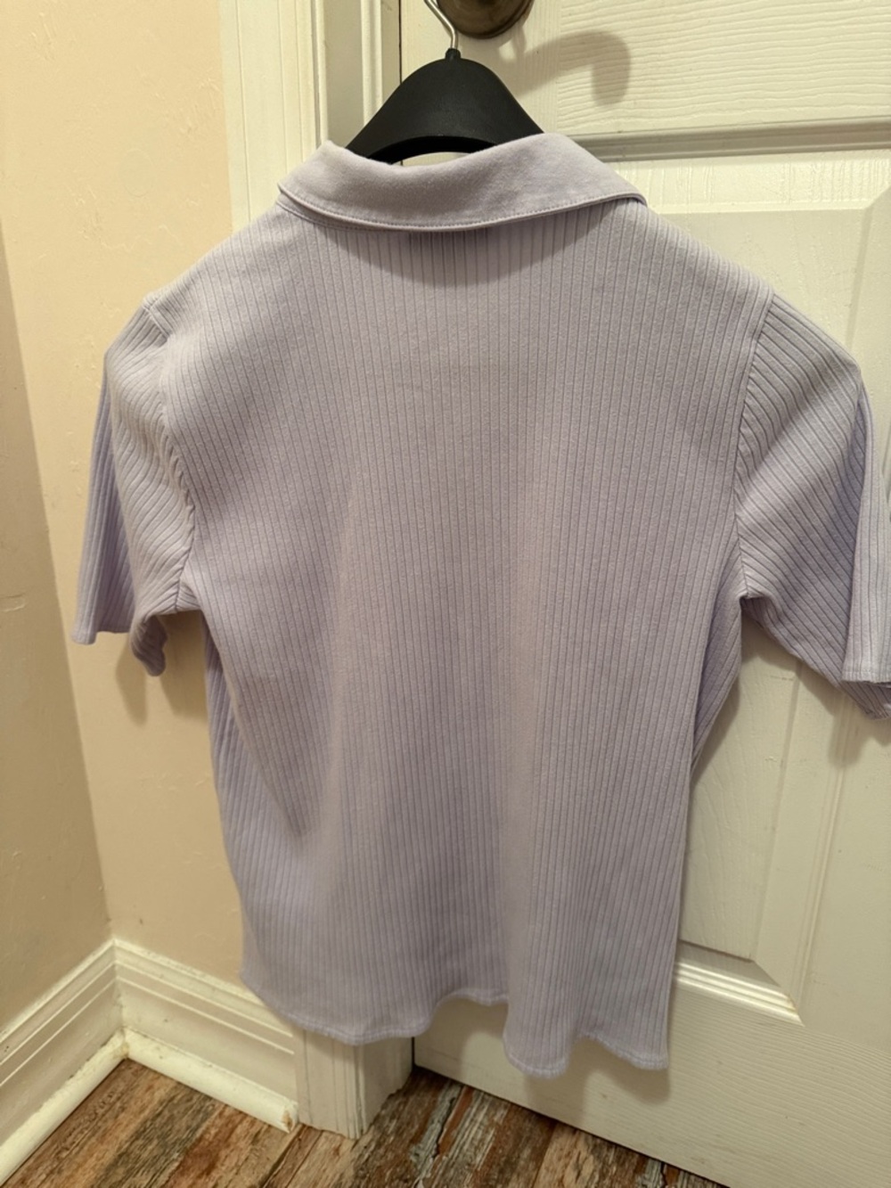 Alfani Light Lavender Ribbed Button-Up Collared Top - Picture 4 of 7